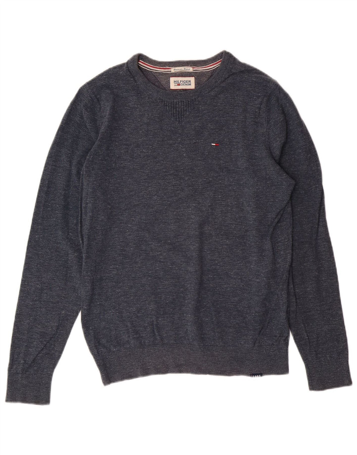 Męski sweter z okrągłym dekoltem Tommy Hilfiger, mały, granatowy, bawełniany