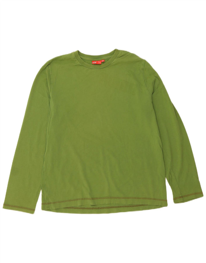 Męski top Puma z długim rękawem, duży, zielony, bawełniany