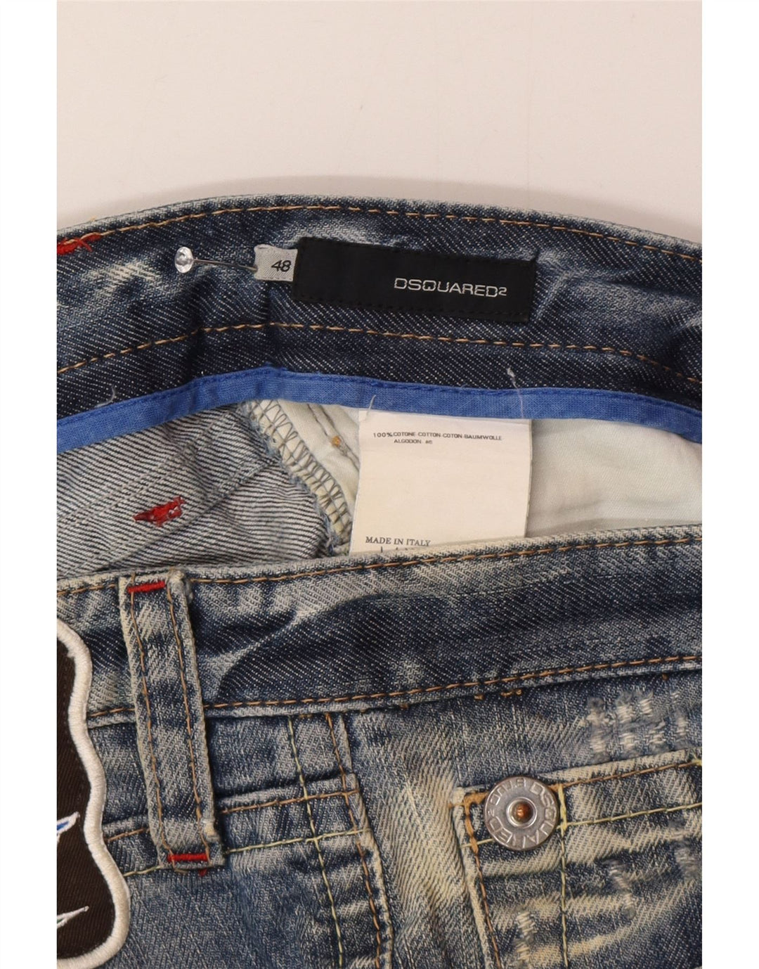 Dsquared2 Damskie jeansy slim w trudnej sytuacji W32 L32 Niebieskie bawełniane
