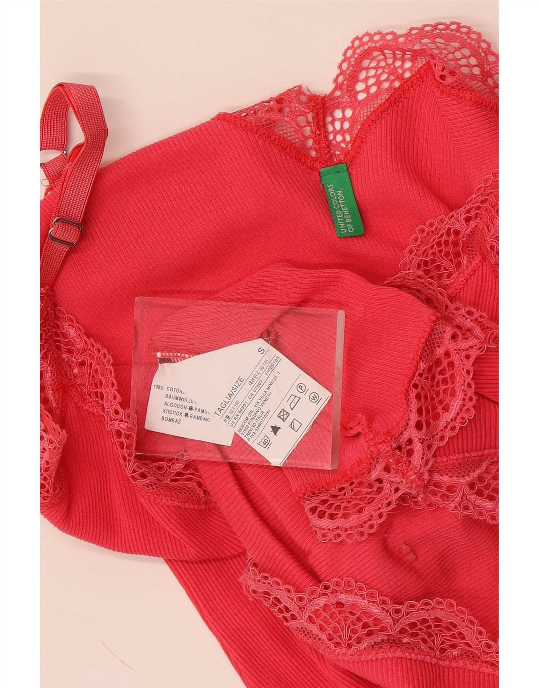 Damski top na ramiączkach Benetton UK 8, mały, różowy, bawełniany