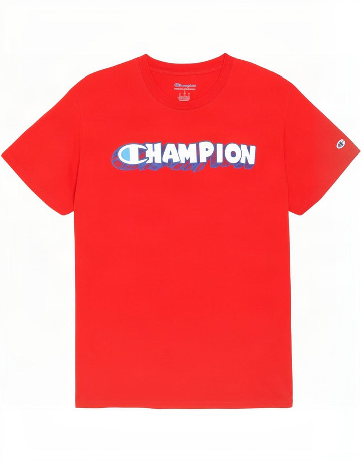 Męski T-shirt Champion z grafiką, mały, czerwony, bawełniany