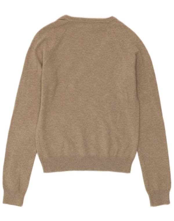 Damski sweter ZARA z dekoltem w kształcie litery V, UK 8, mały, szary, bawełniany