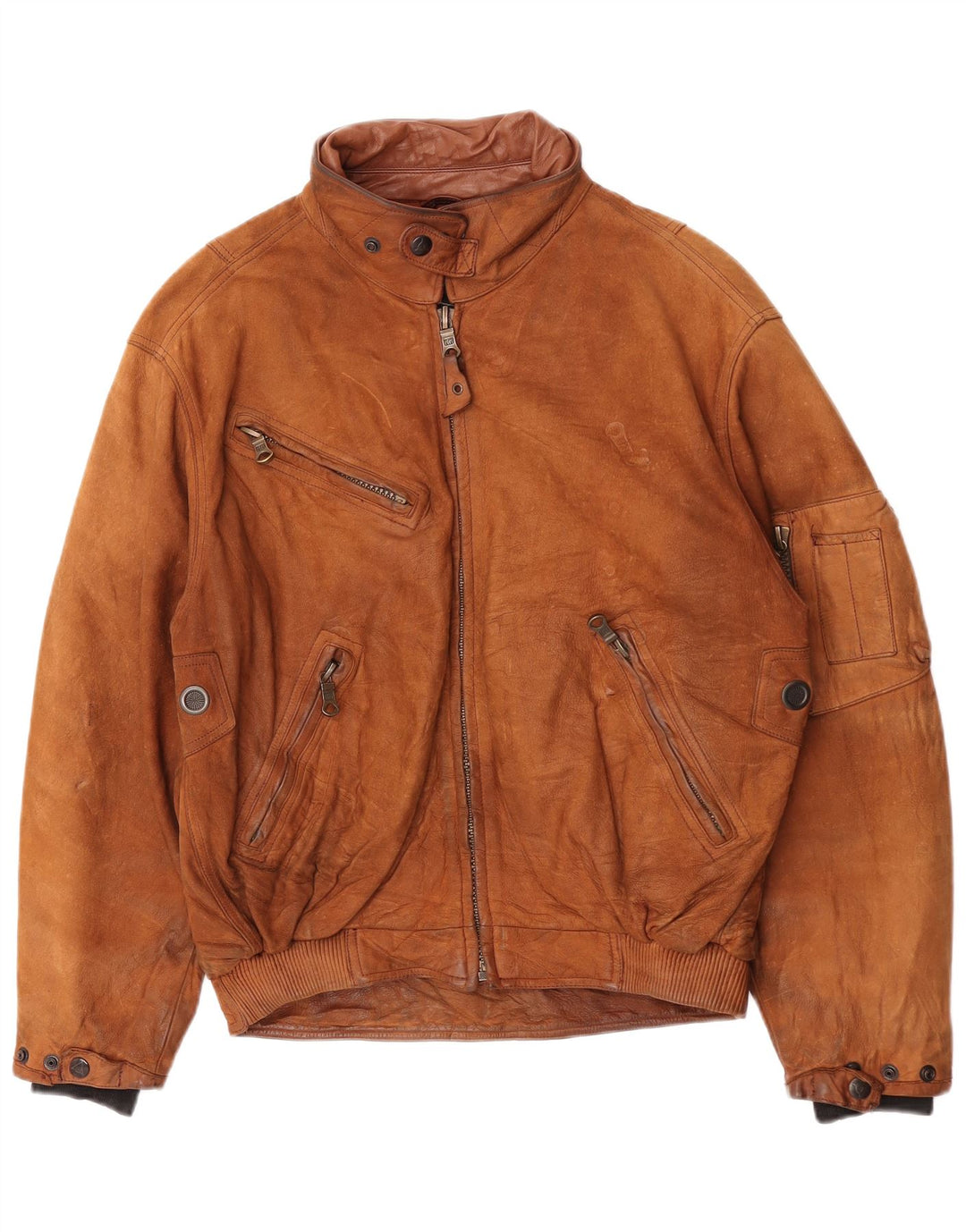 Męska kurtka skórzana Dainese o luźnym kroju IT 50, średniej wielkości brązowa skóra