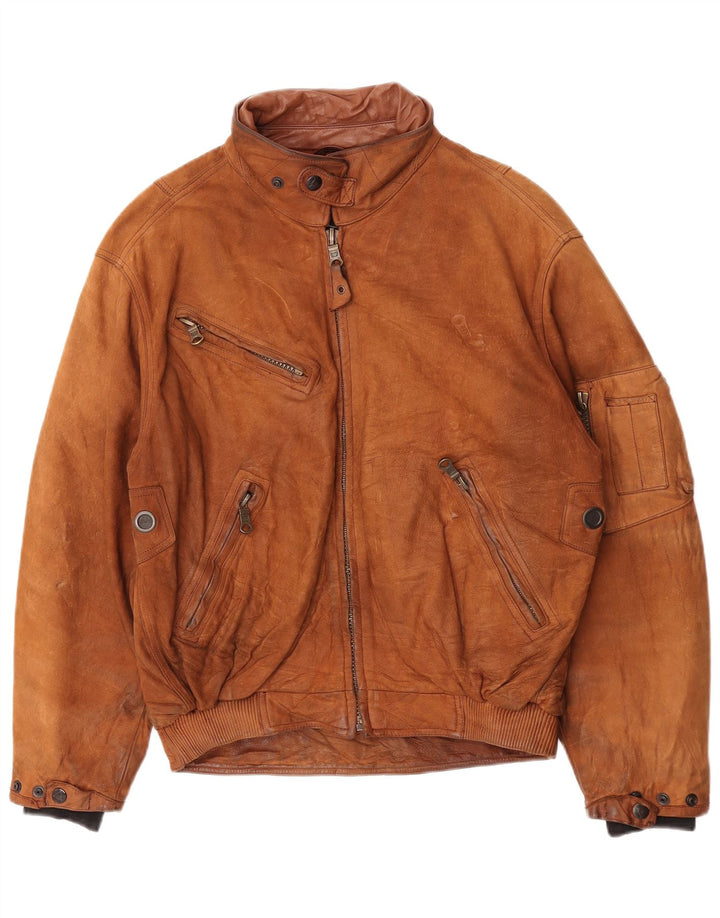 Męska kurtka skórzana Dainese o luźnym kroju IT 50, średniej wielkości brązowa skóra