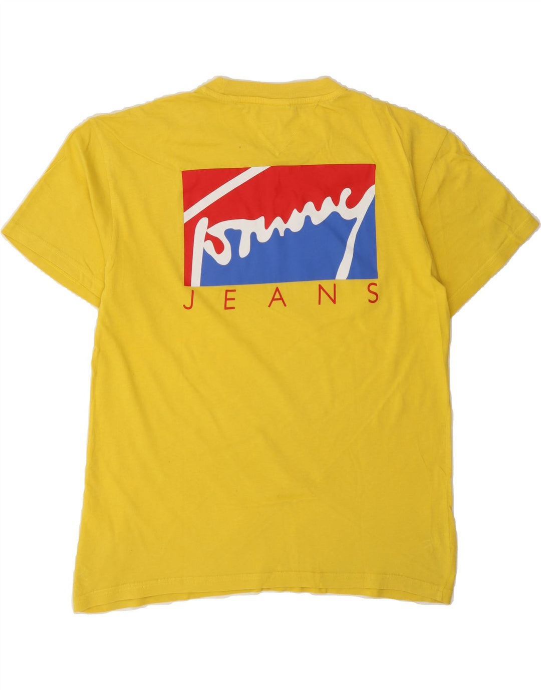 TOMMY HILFIGER Mens Graphic T-Shirt Top Medium Yellow Vintage Tommy Hilfiger and Second-Hand Tommy Hilfiger from Messina Hembry 