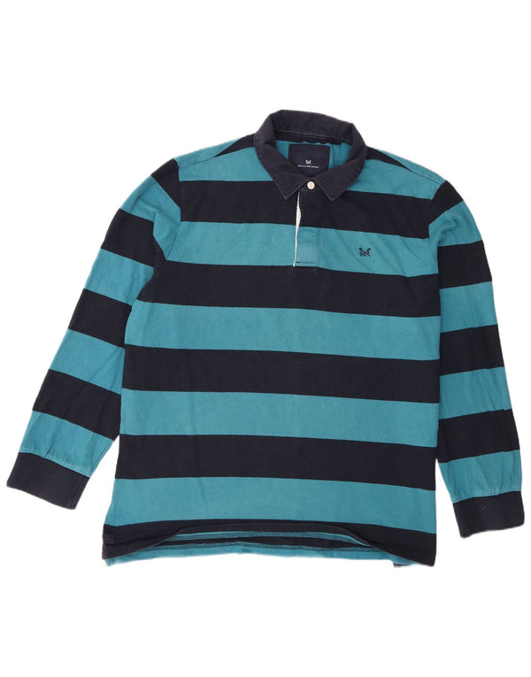 Crew Clothing Męska koszulka polo do rugby z długim rękawem, 2XL, bawełniana w niebieskie paski