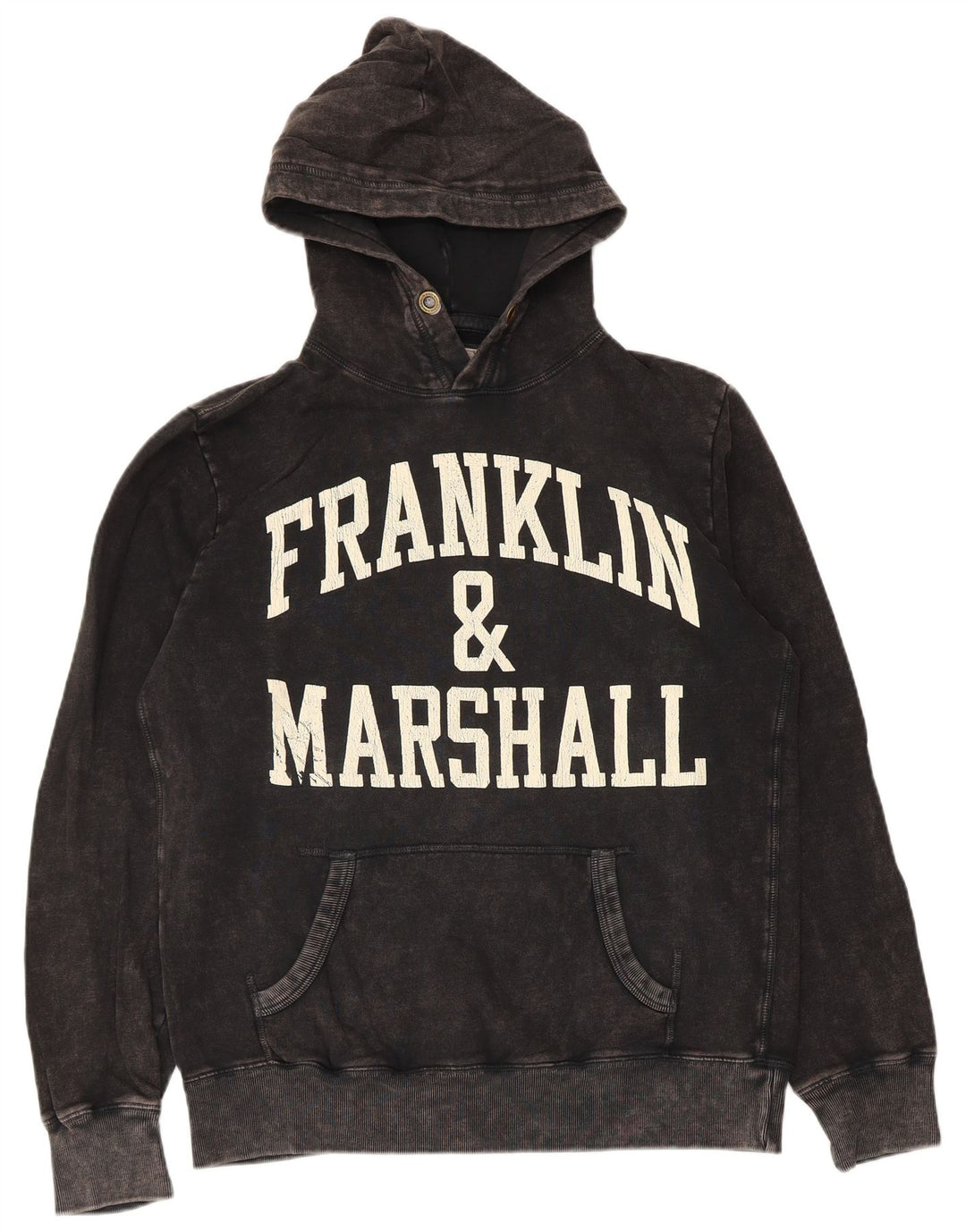 Męski sweter z kapturem i grafiką Franklin Marshall, średniej wielkości, czarny, bawełniany