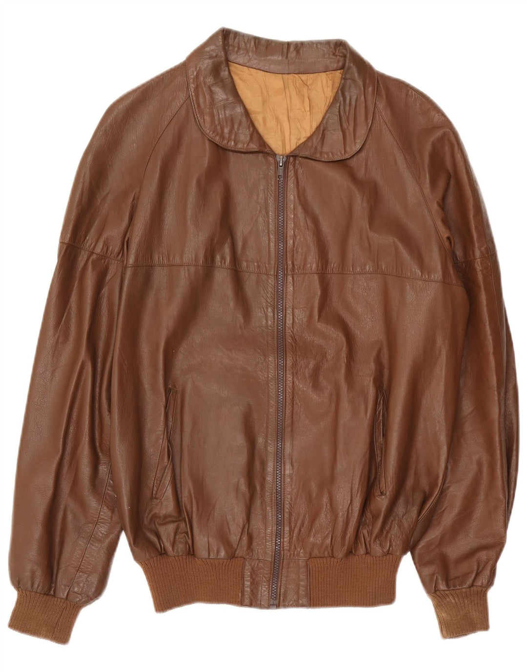 Vintage męska kurtka skórzana UK 38 średni brąz