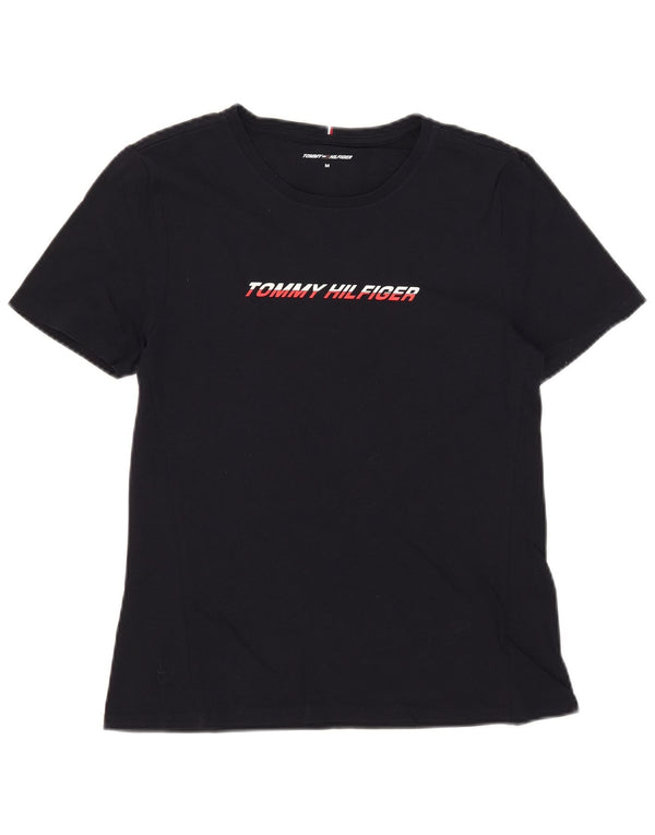 Damska koszulka graficzna Tommy Hilfiger Top UK 12, średnia, granatowa bawełna