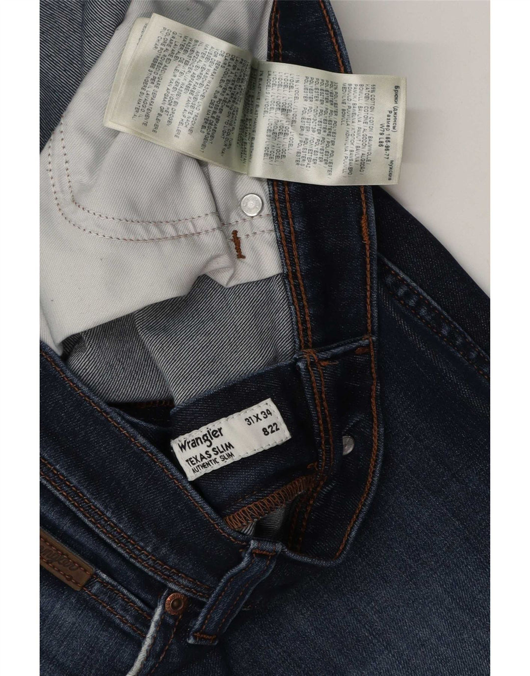 Męskie jeansy Wrangler Texas Distressed W31 L34 Niebieskie bawełniane