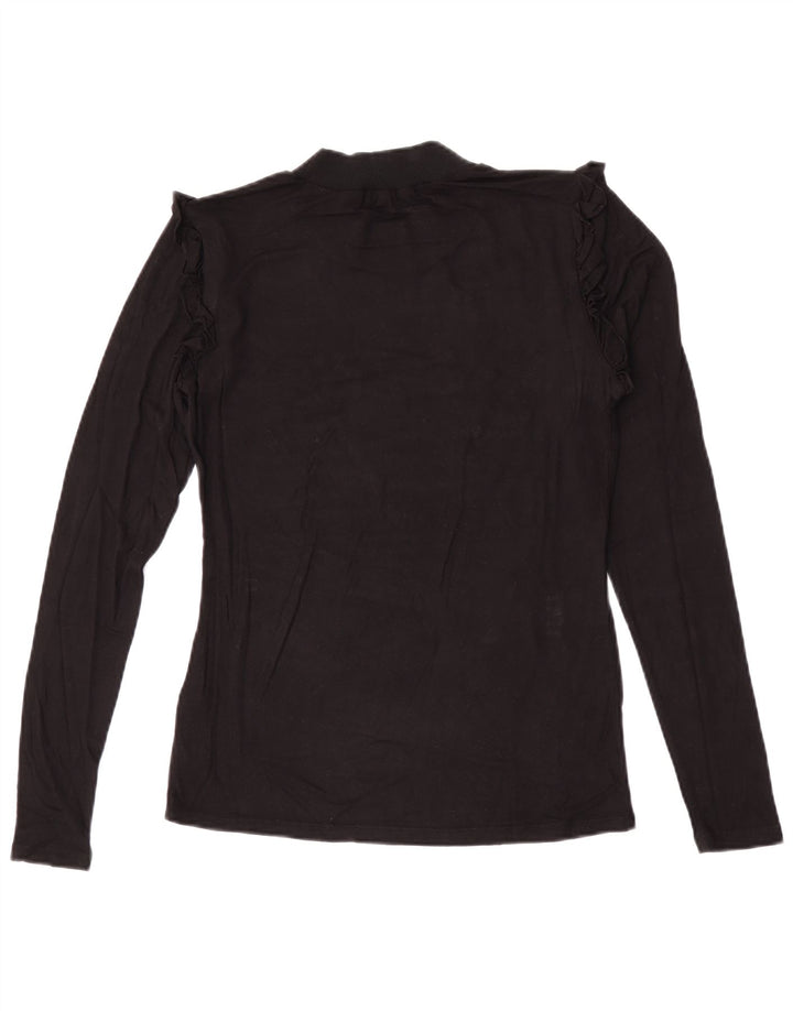 Damski graficzny top Guess z długim rękawem UK 10 Small, czarna wiskoza
