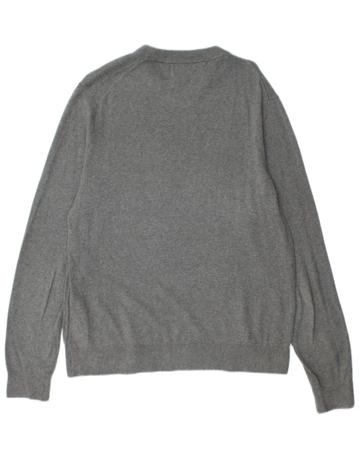 Męski sweter z okrągłym dekoltem Calvin Klein Jeans, mały, szary, bawełniany