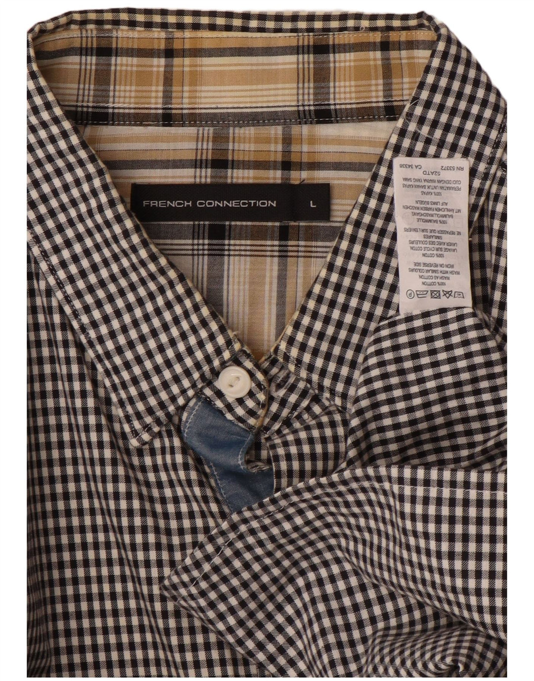 Koszula męska FRENCH CONNECTION, duża, czarna, bawełniana w kratkę