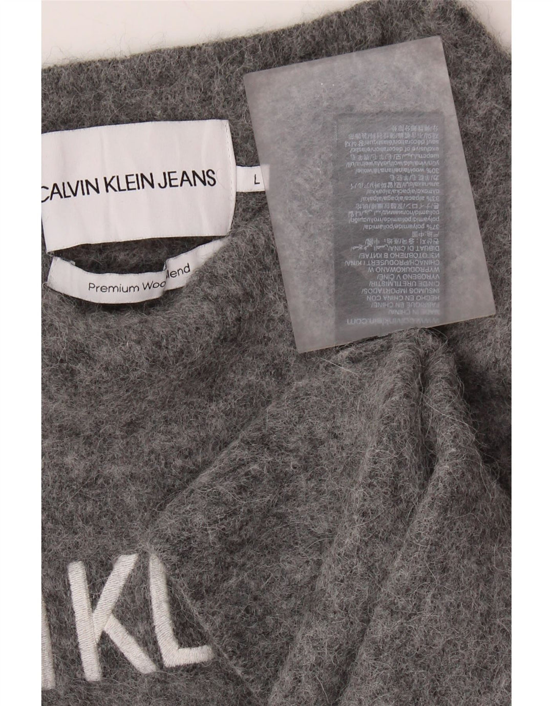 Dziewczęcy sweter z okrągłym dekoltem Calvin Klein 9-10 lat, duży, szary, poliamid