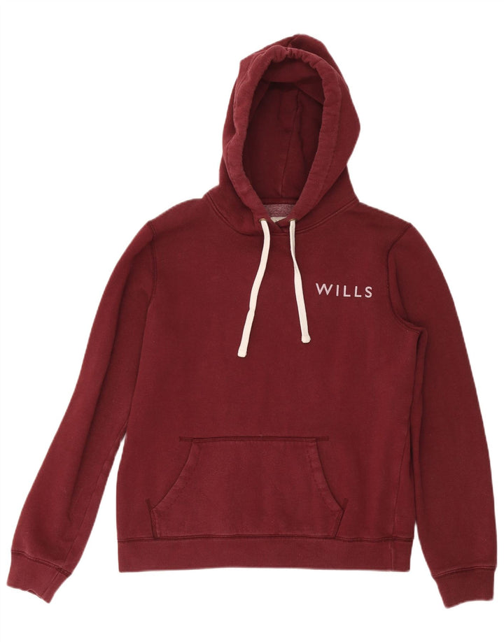 Damski sweter z kapturem i grafiką JACK WILLS UK 12, średnia, bordowa bawełna