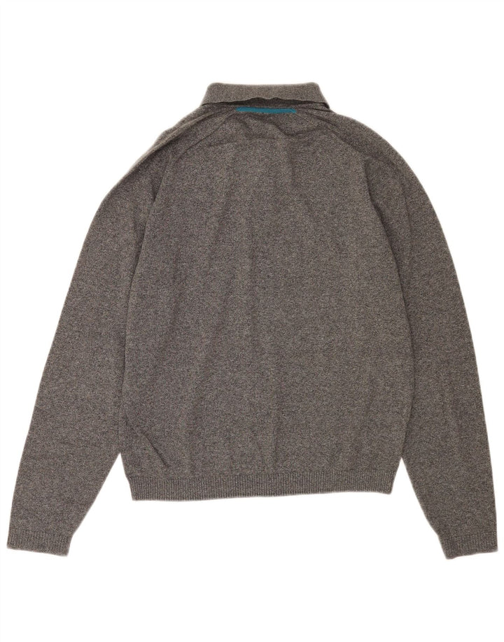 Męski sweter polo Penguin, średnioszary, bawełniany w cętki