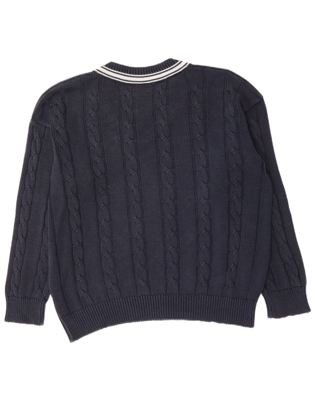 Męski sweter LACOSTE z dekoltem w kształcie litery V, rozmiar 6 XL, granatowy, bawełniany