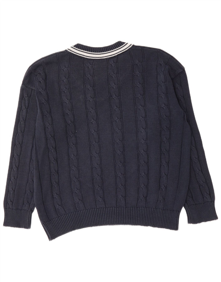 Męski sweter LACOSTE z dekoltem w kształcie litery V, rozmiar 6 XL, granatowy, bawełniany