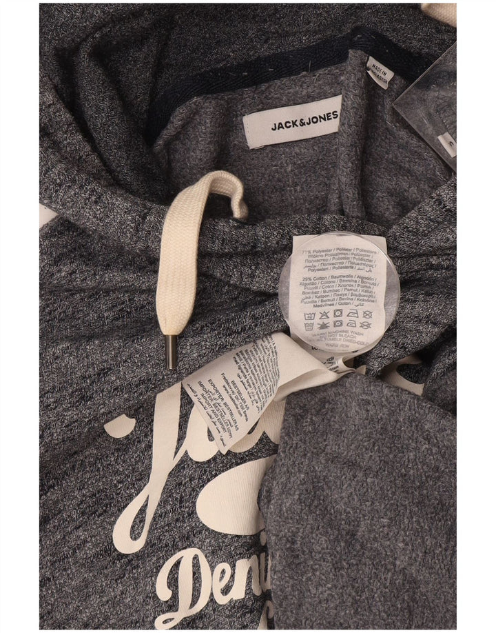 JACK & JONES Męski sweter z kapturem i grafiką, mały, granatowy, bawełniany w cętki