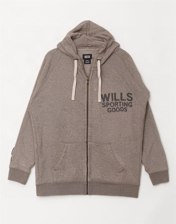 Sweter damski Jack Wills z grafiką i zamkiem błyskawicznym, UK 8, mały, szary, nakrapiany, bawełniany