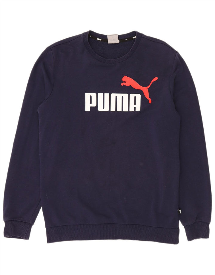 Adidas Męska bluza z grafiką, mała, granatowa, bawełniana