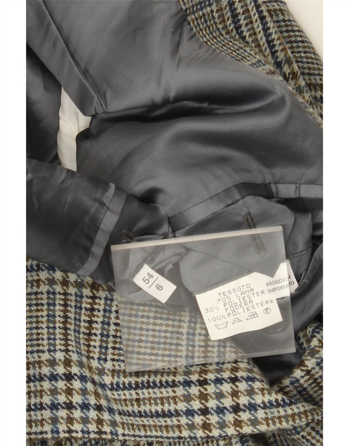 Vintage męska marynarka zapinana na 2 guziki IT 54 2XL zielona wełna w pepitkę
