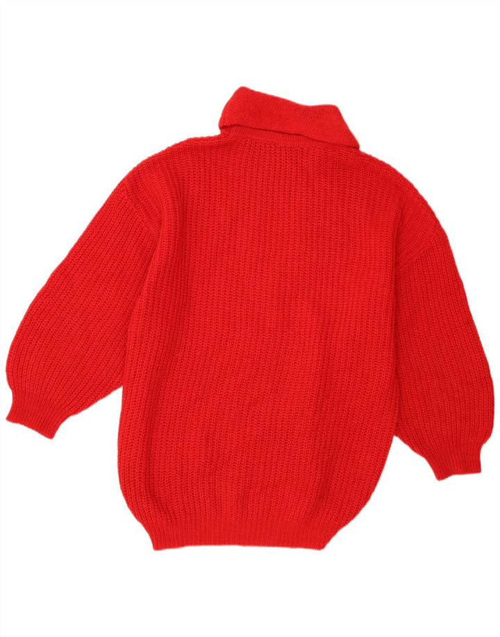 Sweter damski Stefanel z wywijanym dekoltem UK 18 XL, czerwona wełna