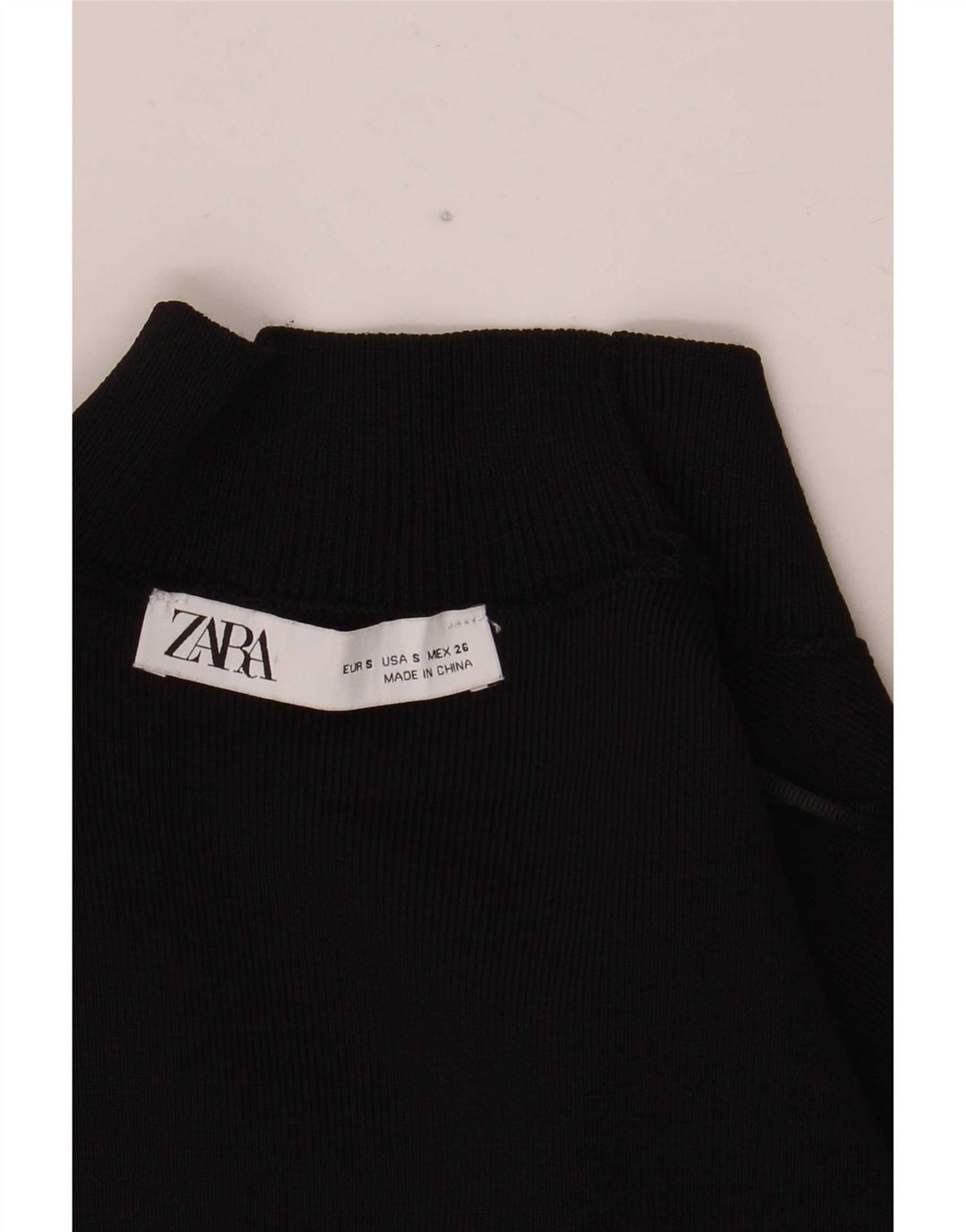 Damski krótki top Zara z rękawem 3/4, UK 8, mały, czarny