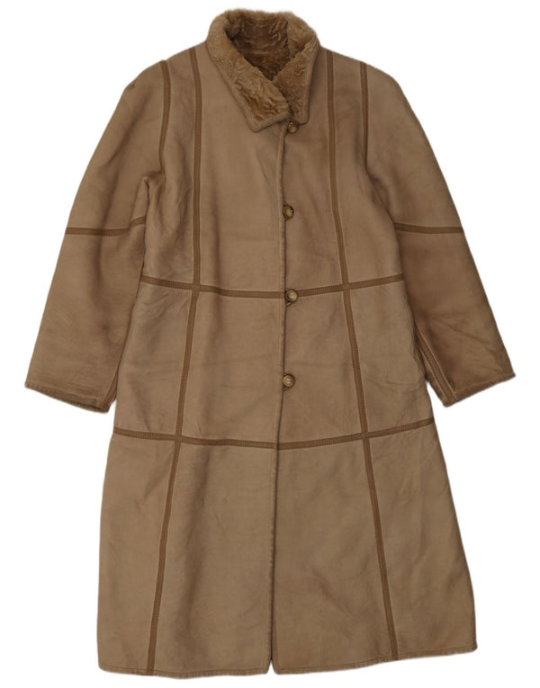 Płaszcz damski VINTAGE Shearling UK 10 Small Beżowy