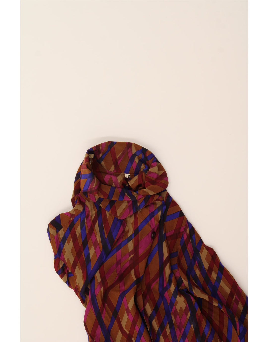 BASILE Womens Shirt Dress IT 44 Medium Maroon Check Silk Vintage Basile and Second-Hand Basile from Messina Hembry 