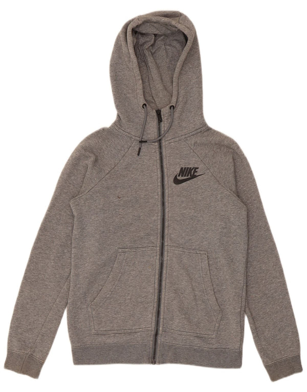Damski sweter z kapturem i zamkiem błyskawicznym Nike o luźnym kroju, UK 4 XS, szara, nakrapiana bawełna