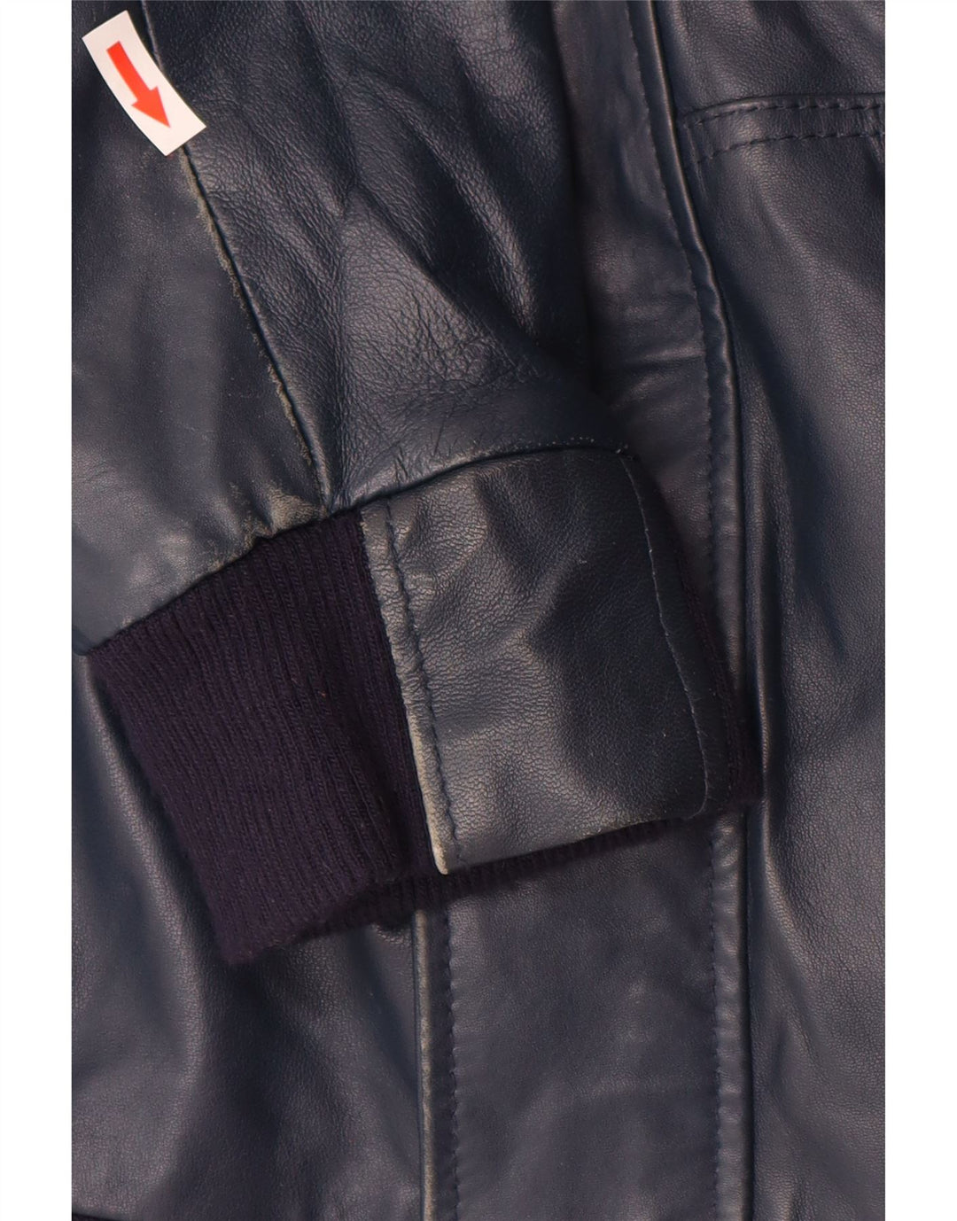 Damska kurtka skórzana z kapturem VINTAGE UK 14, duża, granatowa, skórzana