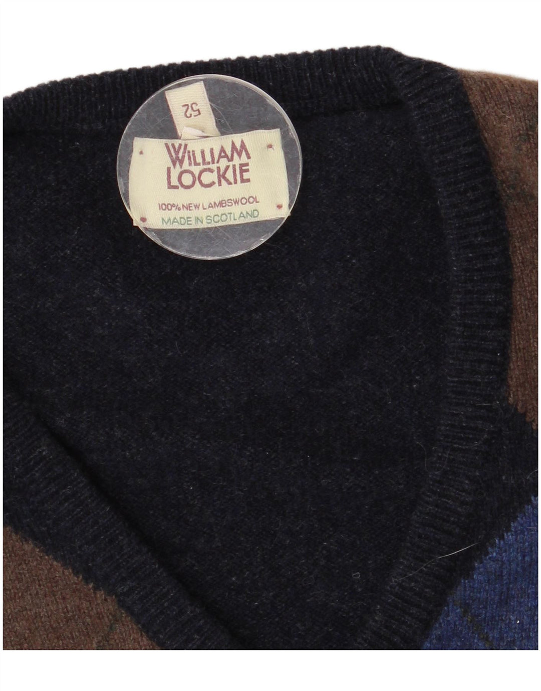 WILLIAM LOCKIE Męski podkoszulek bez rękawów IT 52, duży, granatowy, z owczej wełny
