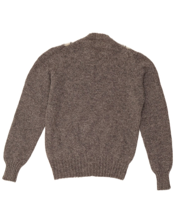 Damski sweter z wycięciem pod szyją Claudio UK 14, duży, szary, argyle/diament