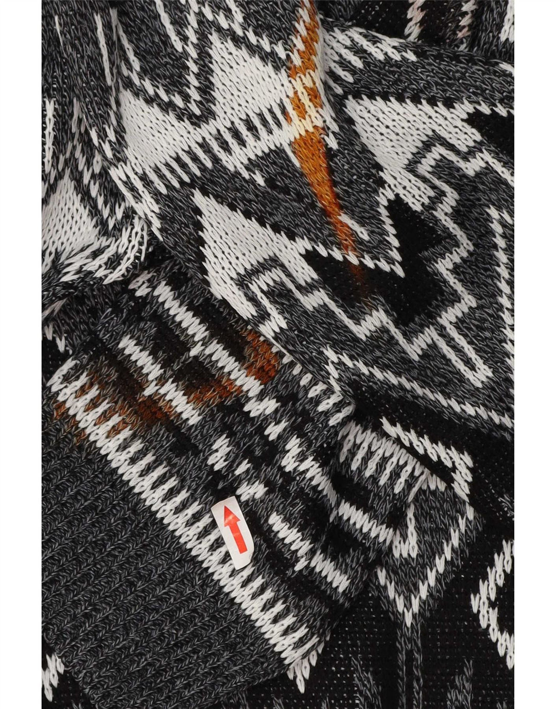 Vintage męski sweter z dekoltem w łódkę, duży, szary, geometryczny