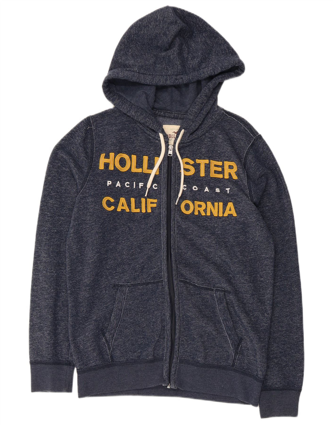 HOLLISTER Męski sweter z kapturem i zamkiem błyskawicznym, mały, granatowy, bawełniany w cętki