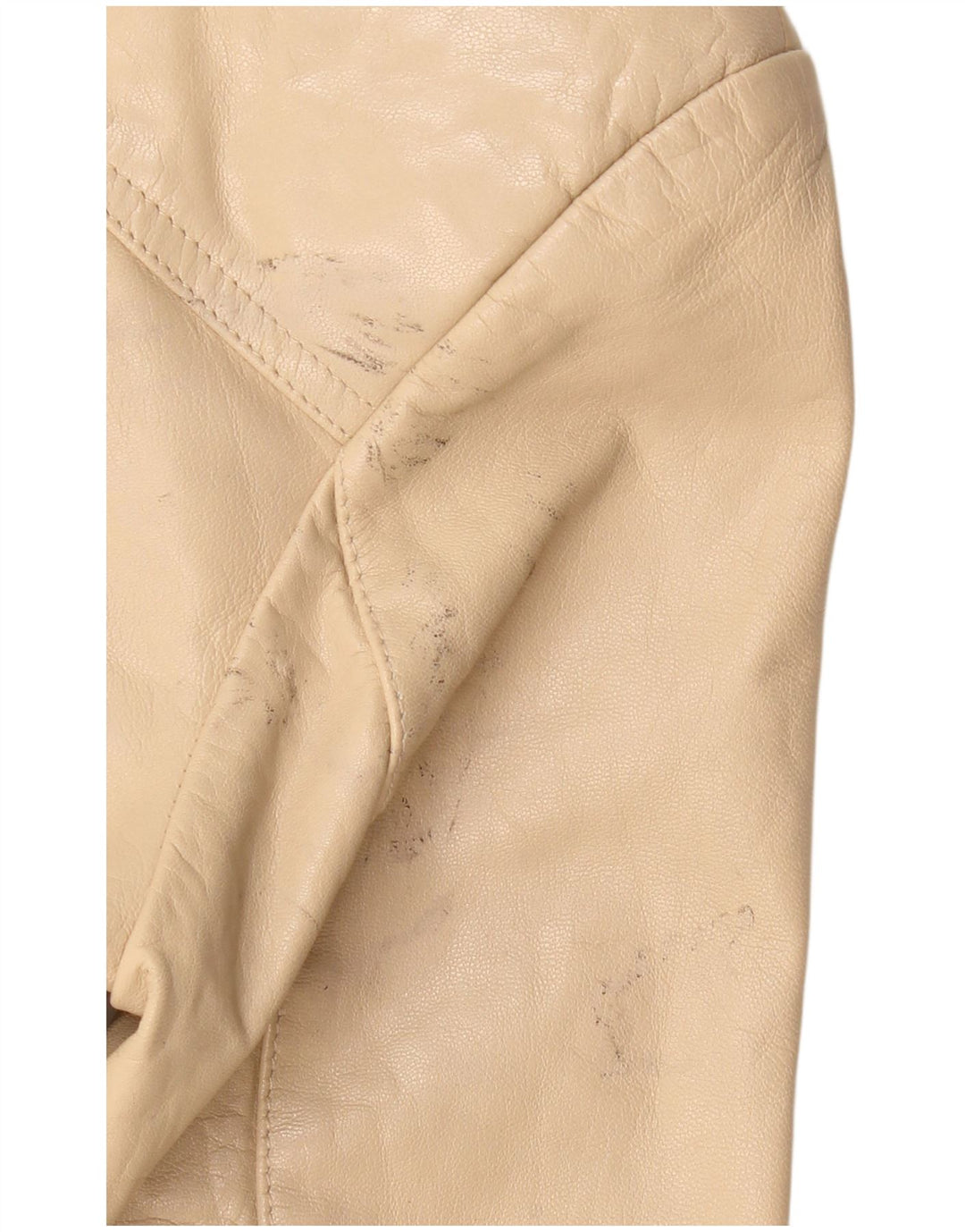 VINTAGE Damska skórzana marynarka zapinana na 4 guziki IT 36 XS Beżowa skóra