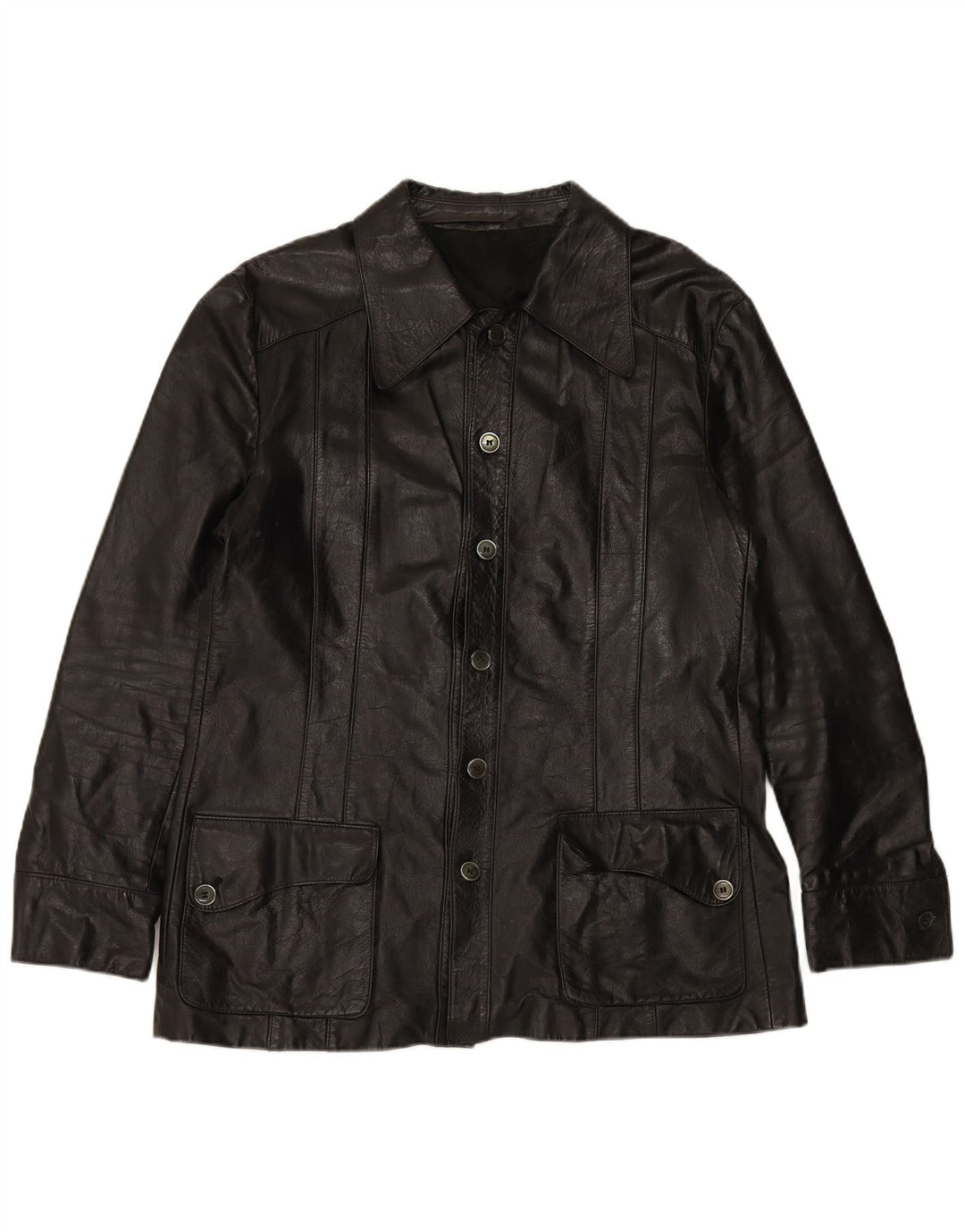 Męska kurtka skórzana VINTAGE UK 38, średnia czarna