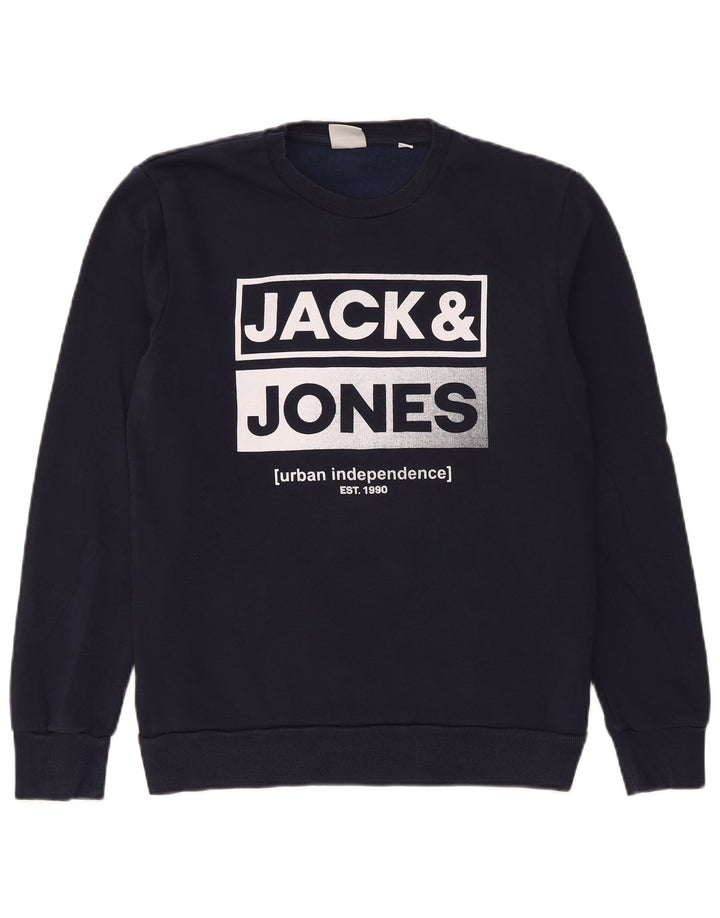 Męska bluza z grafiką Jack & Jones, duża, granatowa, bawełniana