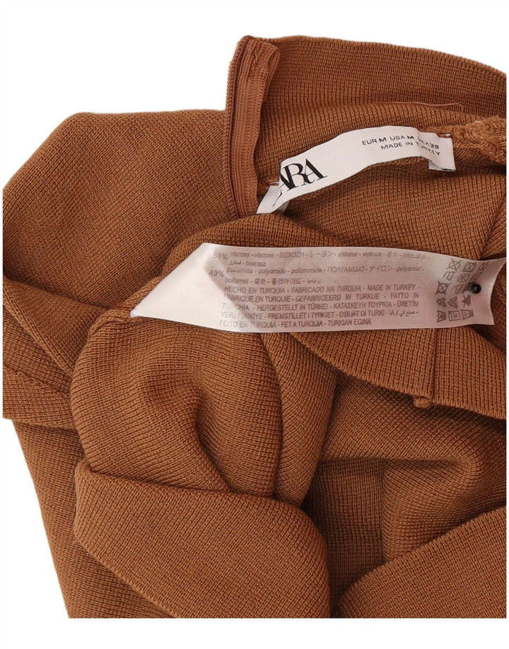 Damski krótki top bez rękawów Zara UK 12, średni brązowy poliamid