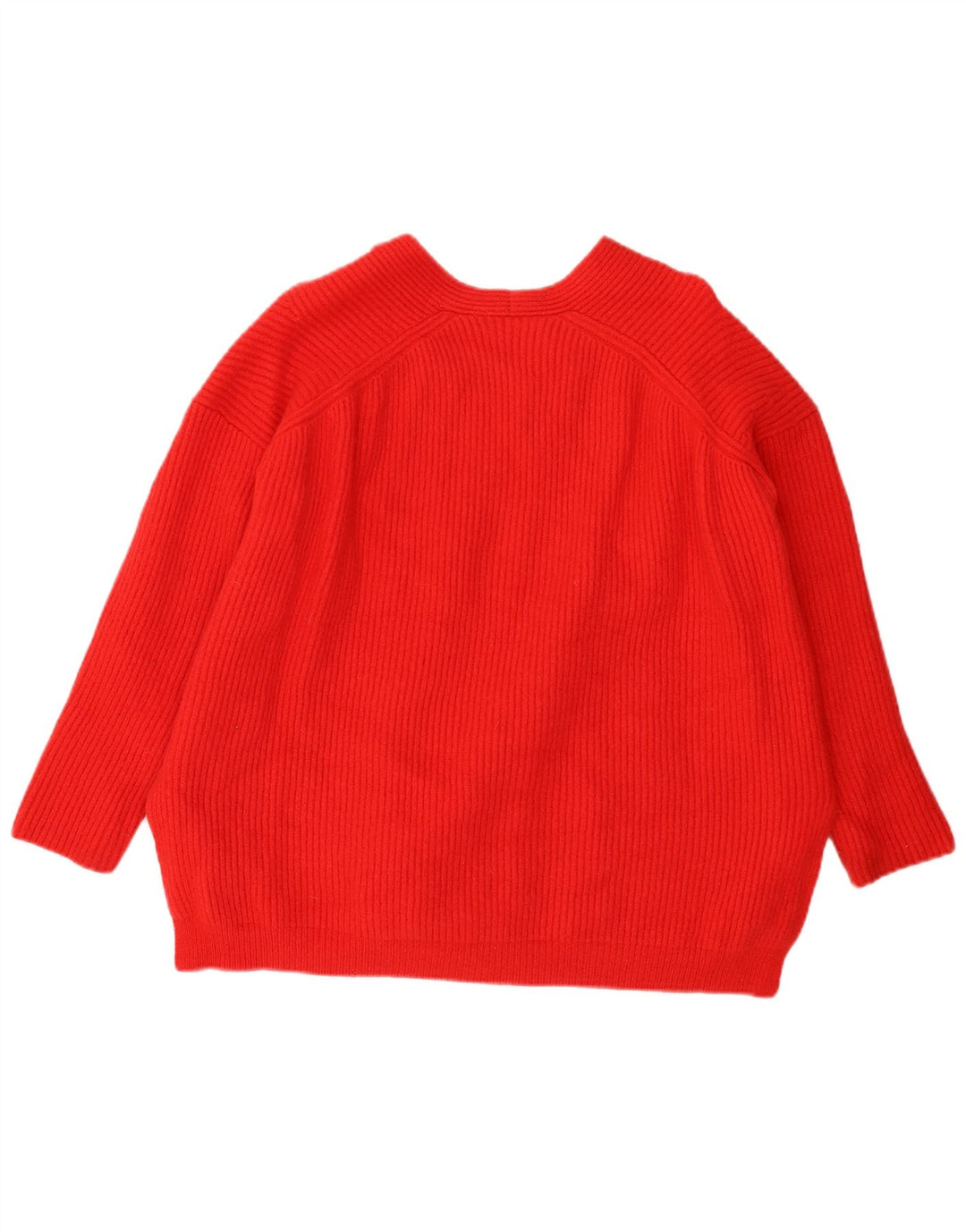 Damski sweter oversize All Saints z dekoltem w kształcie litery V, UK 14, średnia czerwona wełna