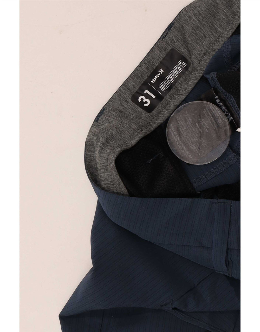 Męskie spodenki chino Hurley Medium W31 z poliestru w granatowe paski
