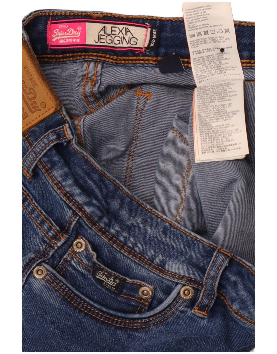 SUPERDRY Damskie jeansy Alexia Jegging W28 L28 Niebieska bawełna