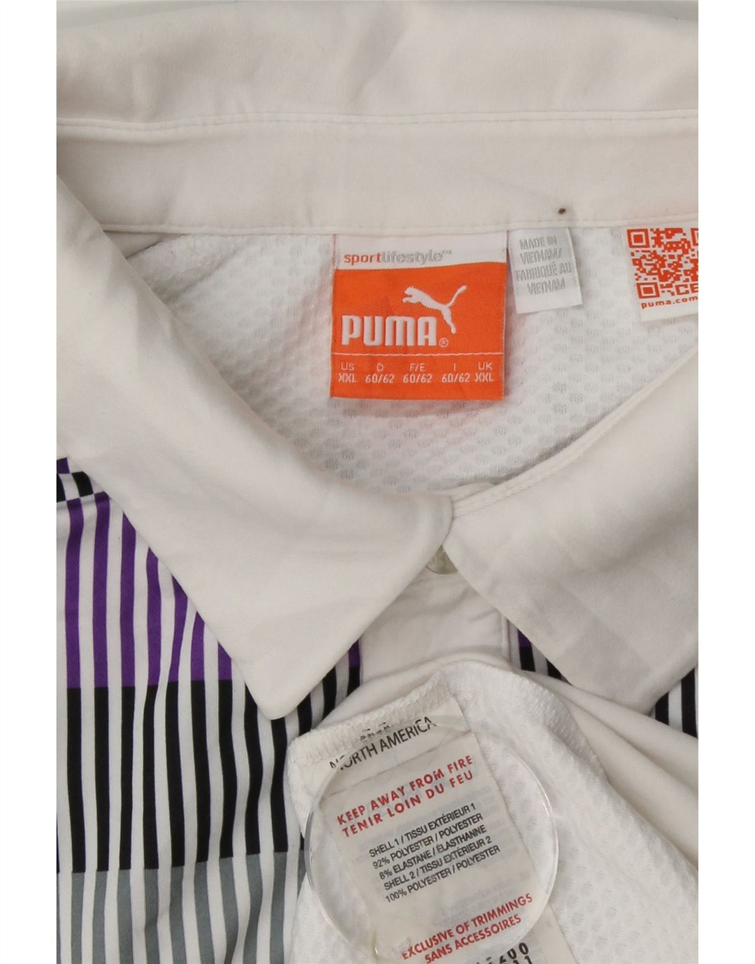 Męska koszulka polo PUMA 2XL Biały poliester w prążki