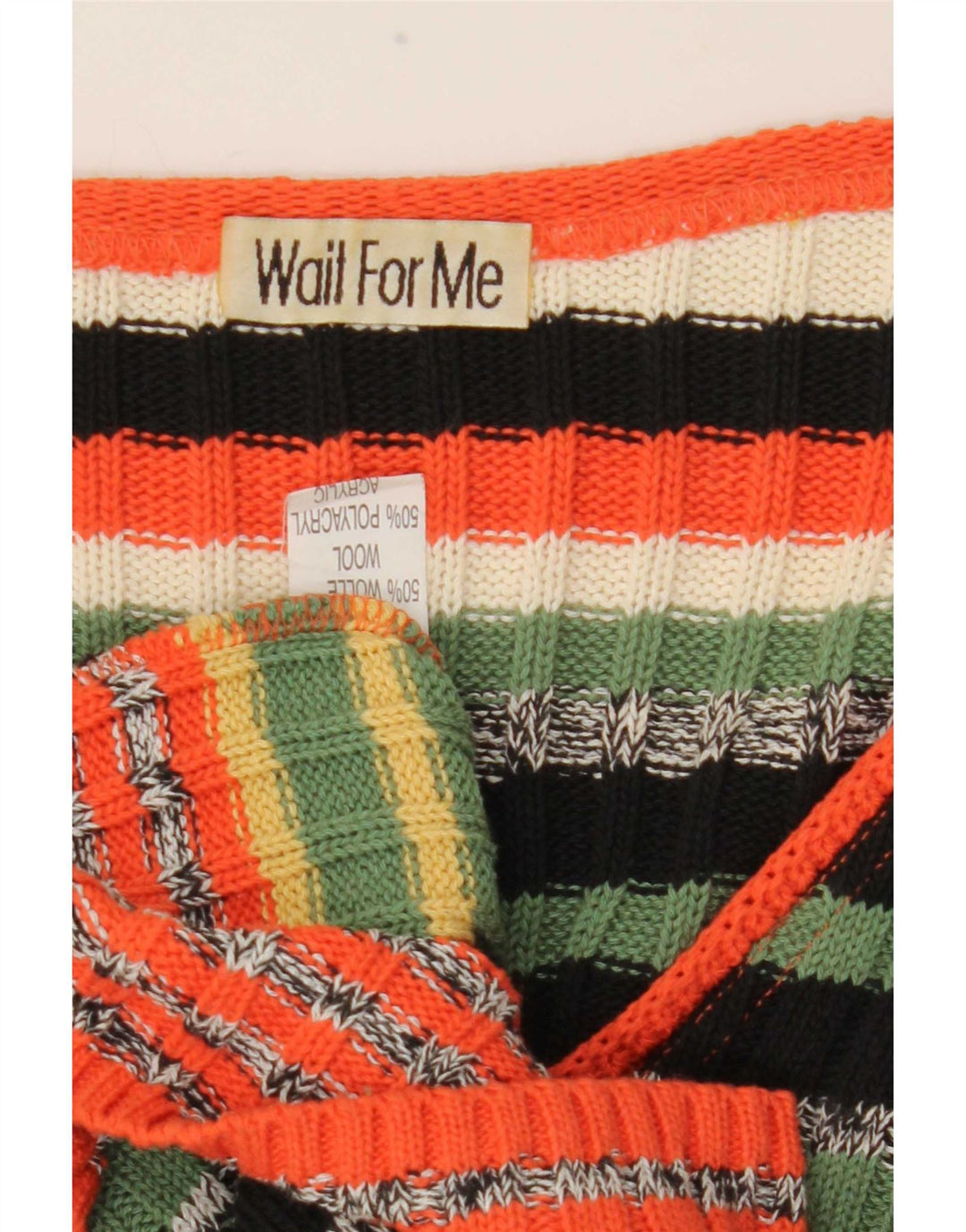 Sweter damski w stylu vintage, UK 16, duży, wielobarwny, wełniany w paski