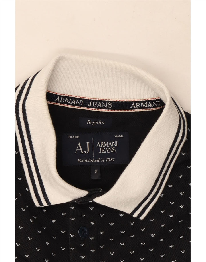 Męska koszulka polo Armani Regular, mała, czarna, bawełniana w cętki