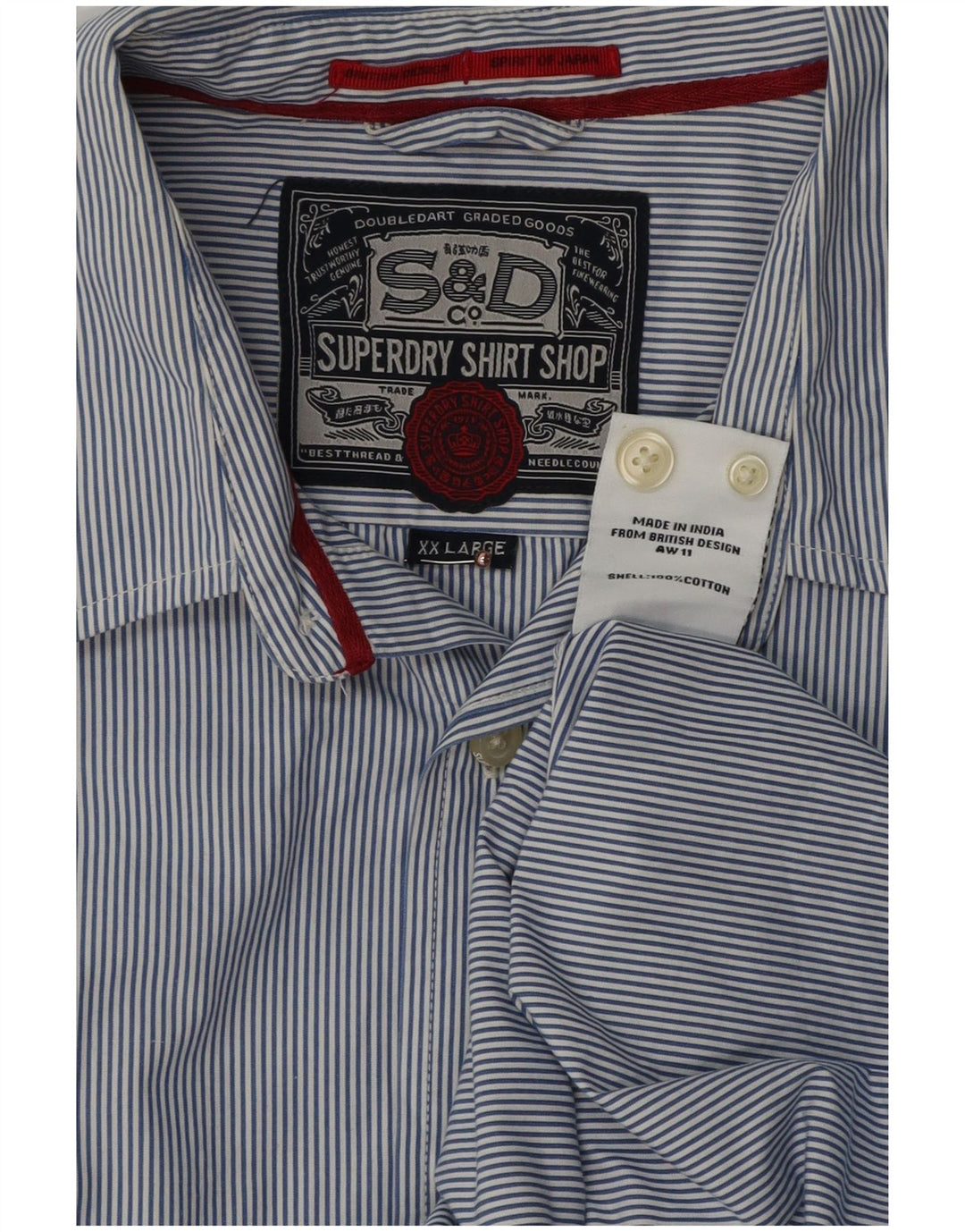 Koszula męska Superdry 2XL, niebieska, bawełniana w prążki