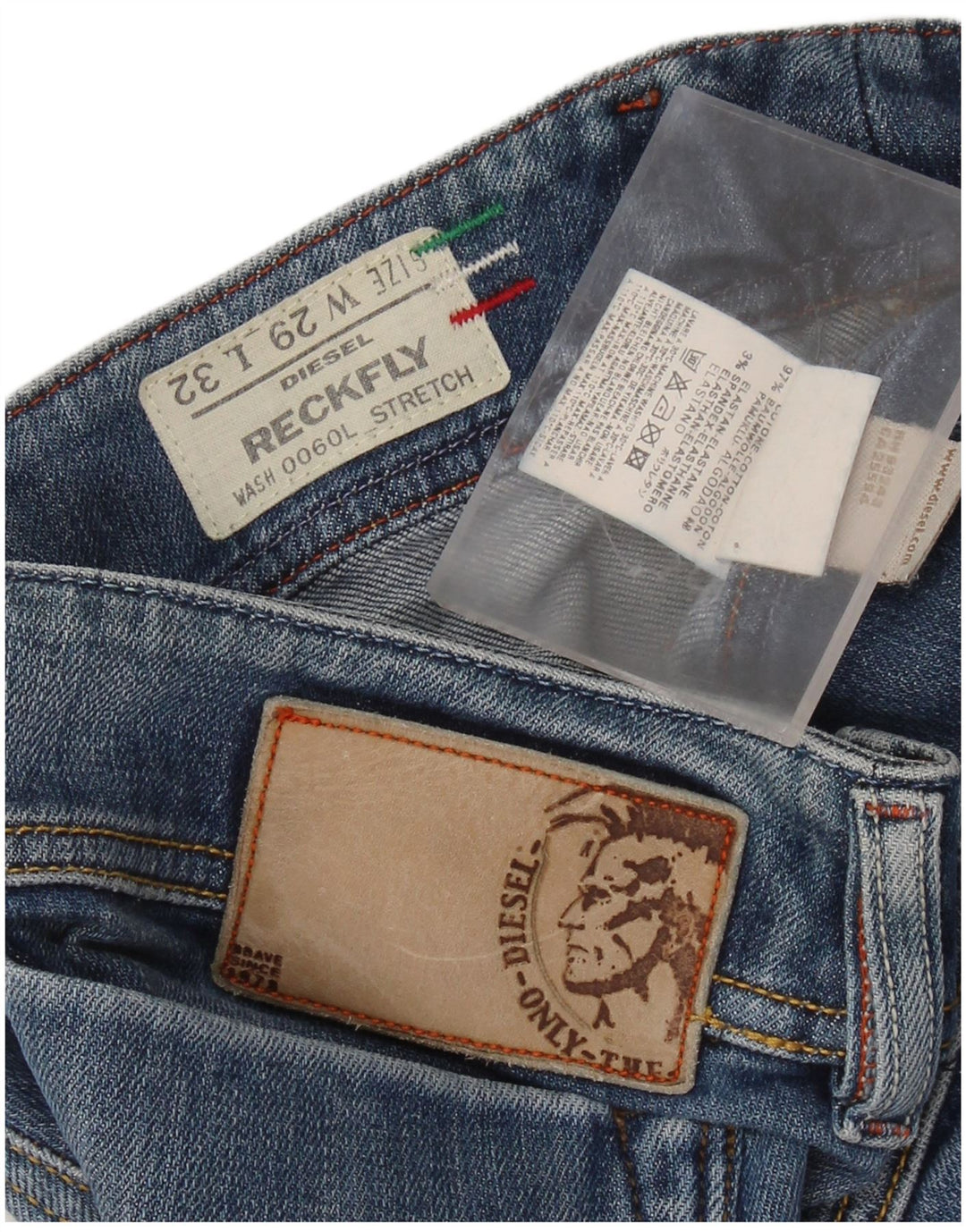 DIESEL Damskie proste dżinsy Reckfly W29 L32 Niebieskie bawełniane