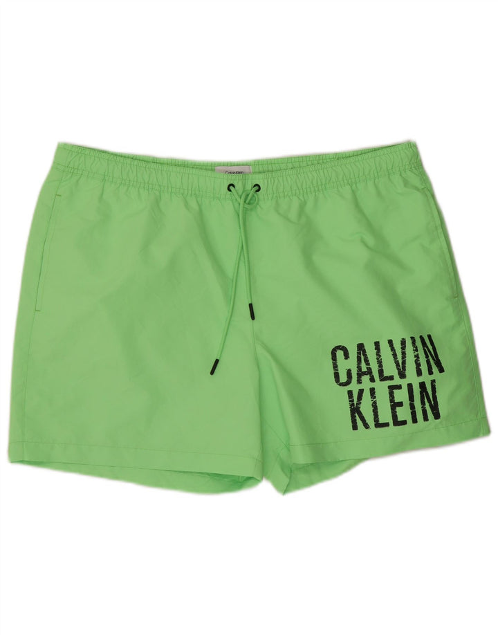 Męskie spodenki kąpielowe CALVIN KLEIN z grafiką 2XL, zielony poliester