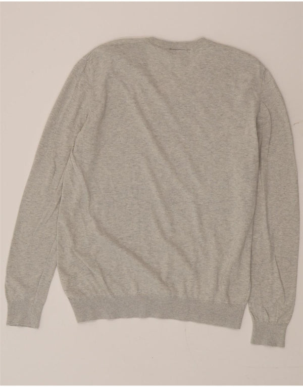 Męski sweter Lacoste z dekoltem w kształcie litery V, rozmiar 5, duży, szary, bawełniany w plamki